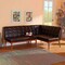 Baxton Studio Sanford Mid-Century Dark Brown Faux Leather and Walnut Brown Wood 2-PC Dining Nook Banquette Set 184-11343-Zoro - alternate 2